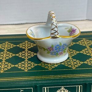 vintage hand-painted mini porcelain basket